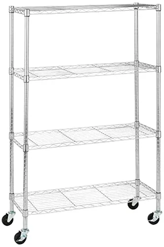 Amazon Basics 4-Shelf Adjustable Heavy Duty Storage Shelving Unit with Wheels 36" x 14" x 57.8"