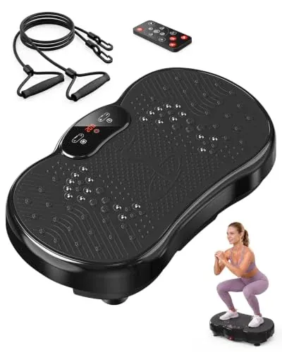 Vibration Body Shake Plate with Resistance Bands Slot & Remote Control