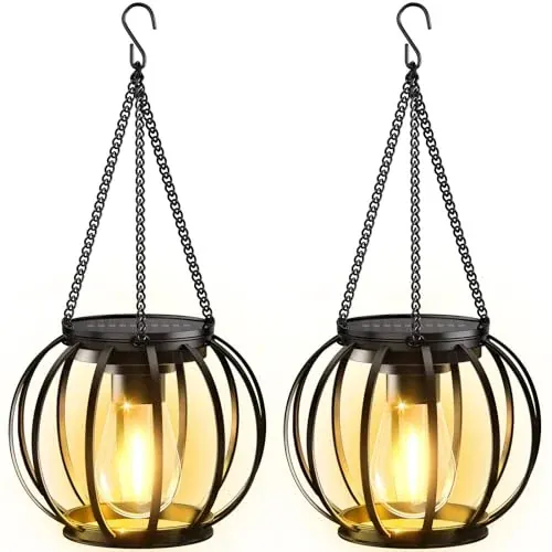 KOOPER Hanging Solar Lanterns Outdoor Waterproof 2-Pack
