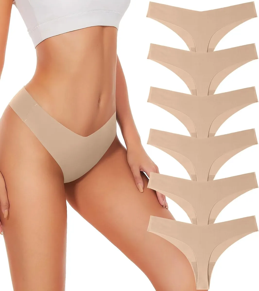 Hellopopgo Women’s Seamless Thongs 6-Pack