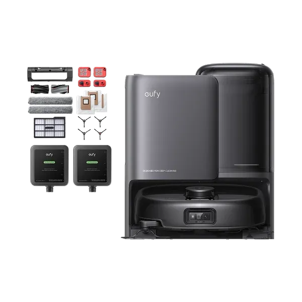 Eufy E25 Omni 20000PA Robot Vacuum and Hydrojet Mop + Accessories Package + 2x Cleaning Solutions and Bonus 600ml Cleaning Solution