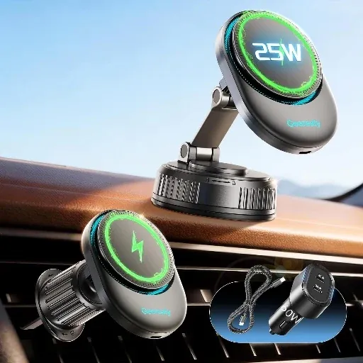 25W MagSafe Car Mount Charger with Built-in Cooling Fan