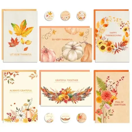 24-Count Thboxes 4"x6" Thanksgiving Greeting Cards w/ Envelopes