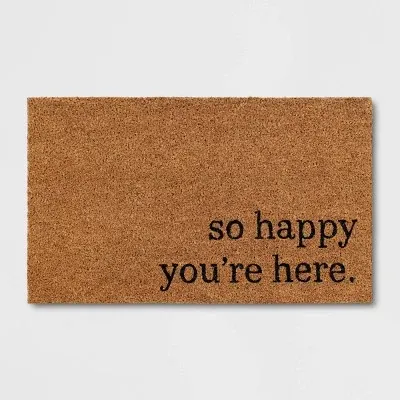 So Happy You’re Here Coir Doormat Natural Threshold