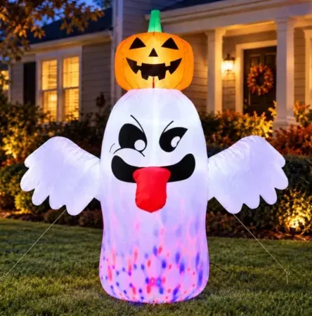 BEEPRINCESS 6' Inflatable Ghost with Pumpkin Head