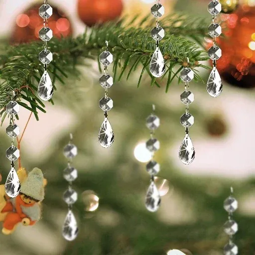 Clear Acrylic Hanging Crystal Christmas Ornaments (30-Piece)