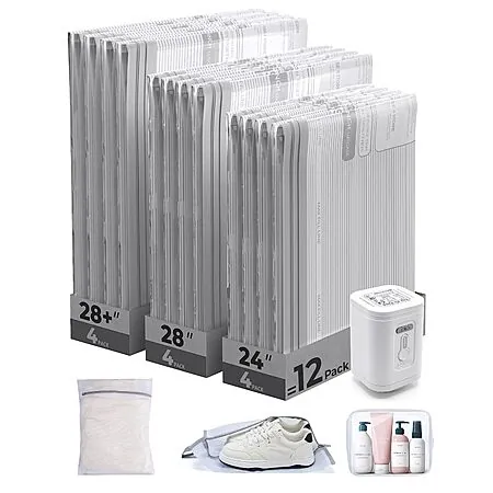 15-Pk Bagsmart Travel Vacuum Storage Bags w/ Wireless Rechargeable Pump
