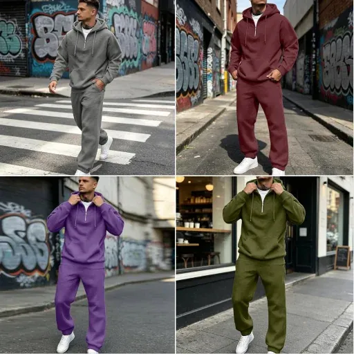 Fleece Sweatsuits Quarter Zip (Many Color Options)- 2 Piece