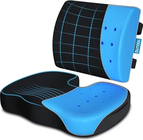 Memory Foam Seat Cushion & Lumbar Support Pillow