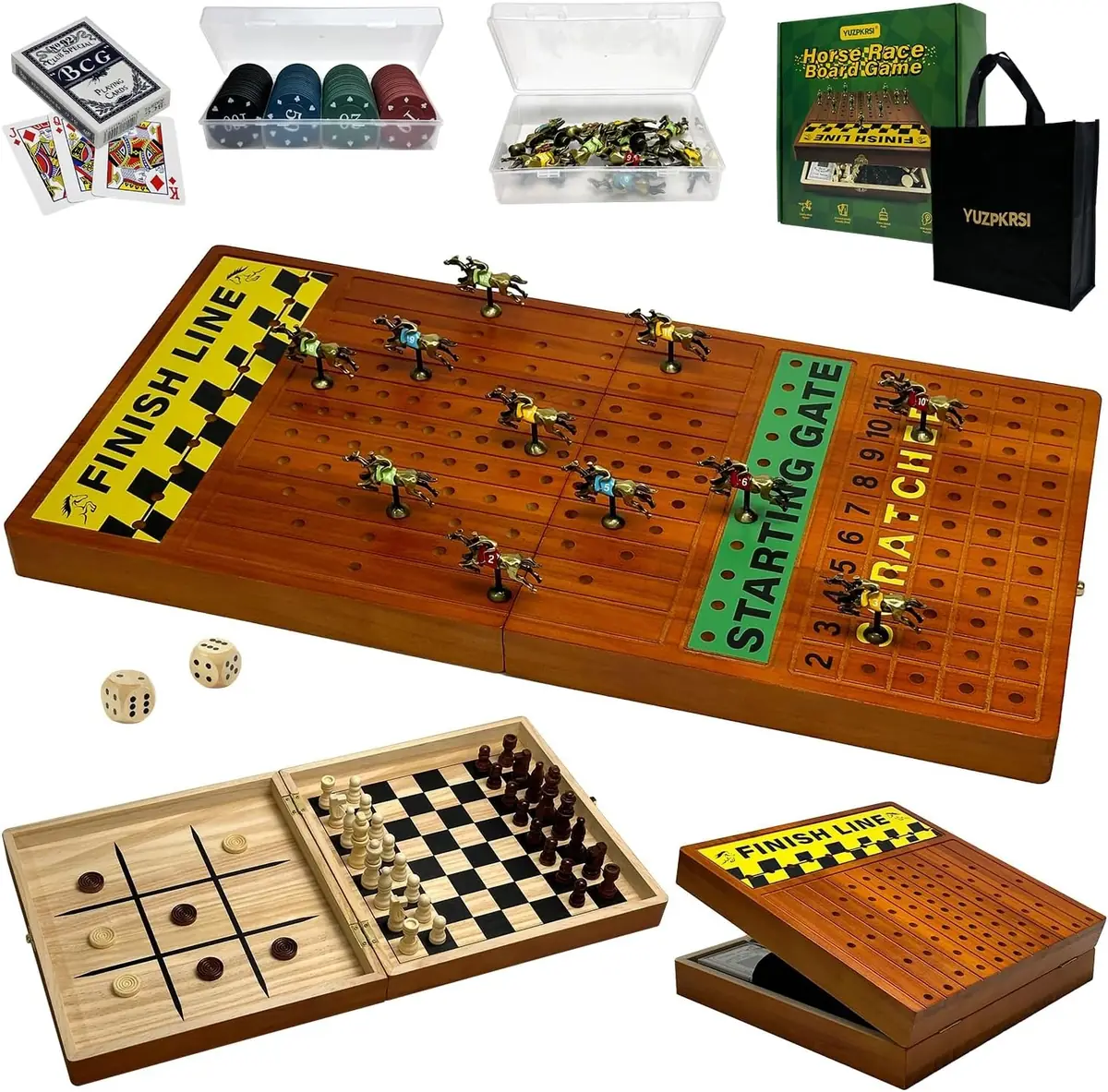 Yuzpkrsi Foldable Horse Race Board Game