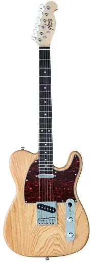 Indio by Monoprice Retro DLX Plus Solid Ash Electric Guitar w/ Gig Bag (Natural)