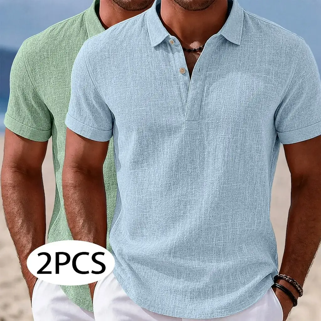 Lightweight Linen Polo Shirts 2-Pack