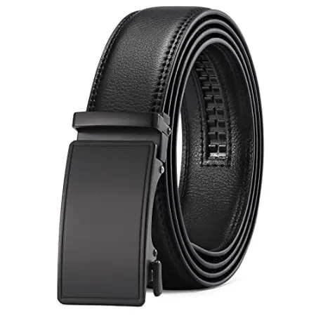 Sendefn Men's Automatic Ratchet Buckle Slide Adjustable Leather Belt