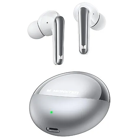 Monster N-Lite 203 AirLinks Wireless Bluetooth 5.3 Earbuds (Silver)