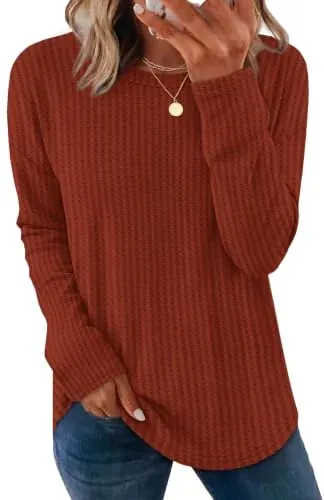 OFEFFAN Women's Long Sleeve Waffle Knit Fall Tops