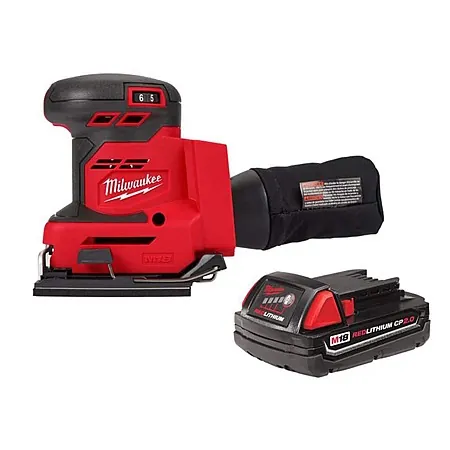 Milwaukee M18 18V Li-Ion Cordless 1/4" Sheet Sander w/ 2.0 Ah Compact Battery