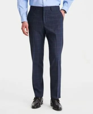 Kenneth Cole Reaction Men's Windowpane Slim-Fit Techni-Cole Suit Separate Pants