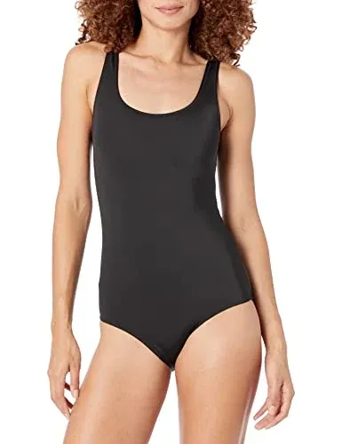 Amazon Essentials Women's One-Piece Scoop Neck Coverage Swimsuit