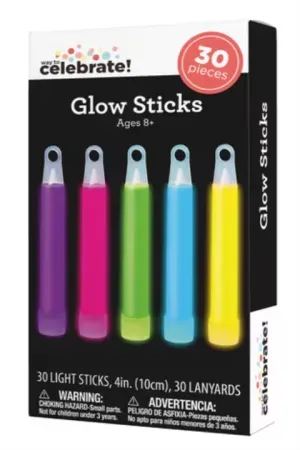 30-Count Way to Celebrate 4" Multicolor Glow Sticks