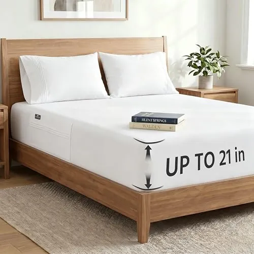 Deep Pocket Twin XL Fitted Sheet with Straps