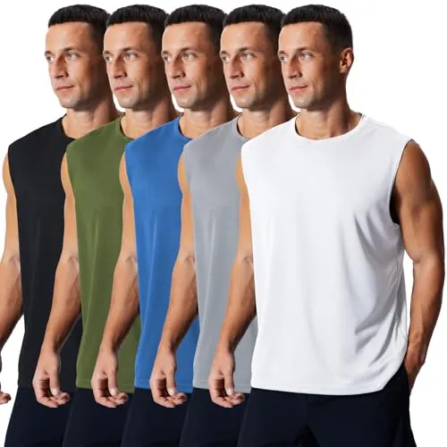 Zafnor Men's 5 Pack Athletic Tank Tops Quick Dry Workout Shirts