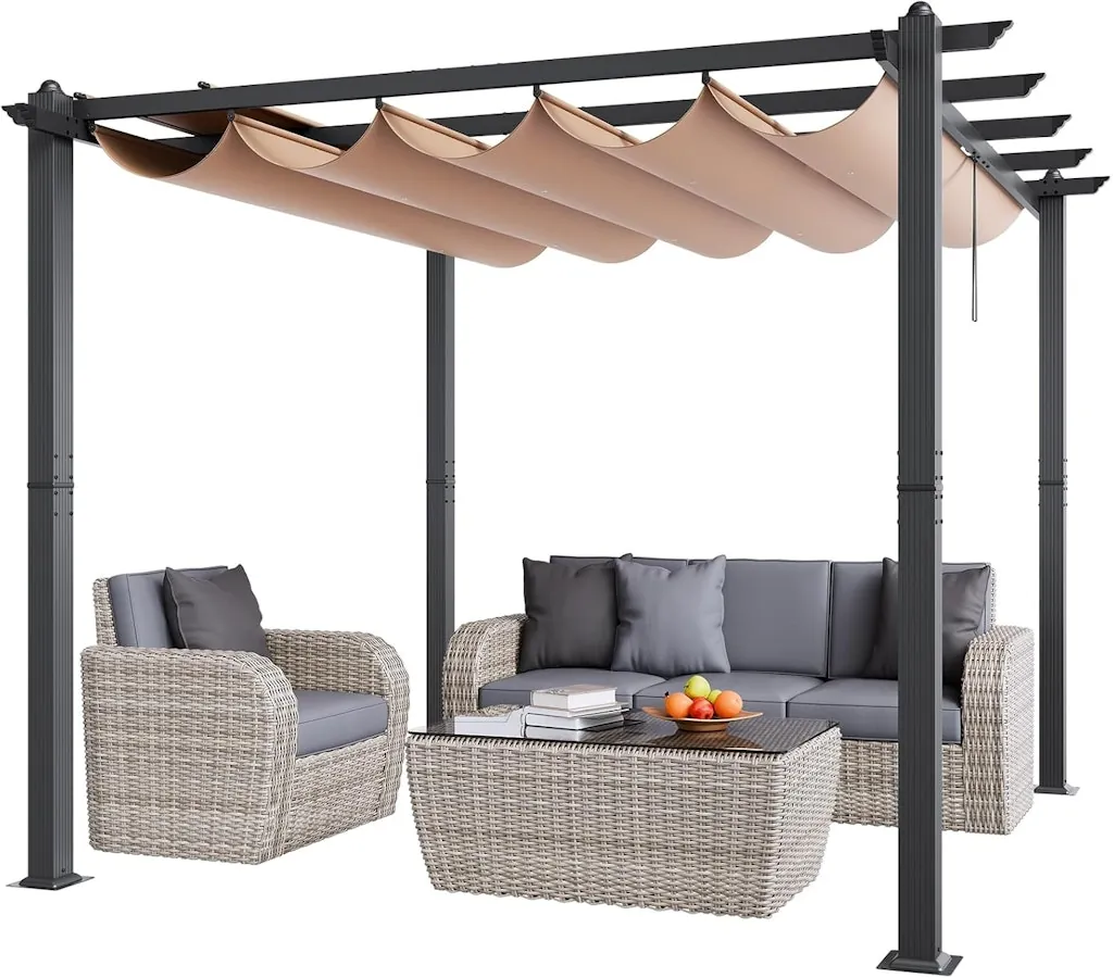 Vevor 10-Foot Retractable Pergola w/ Canopy