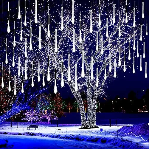 Kwaiffeo 16-Tube 19.6' Waterproof LED Meteor Shower Lights (White)