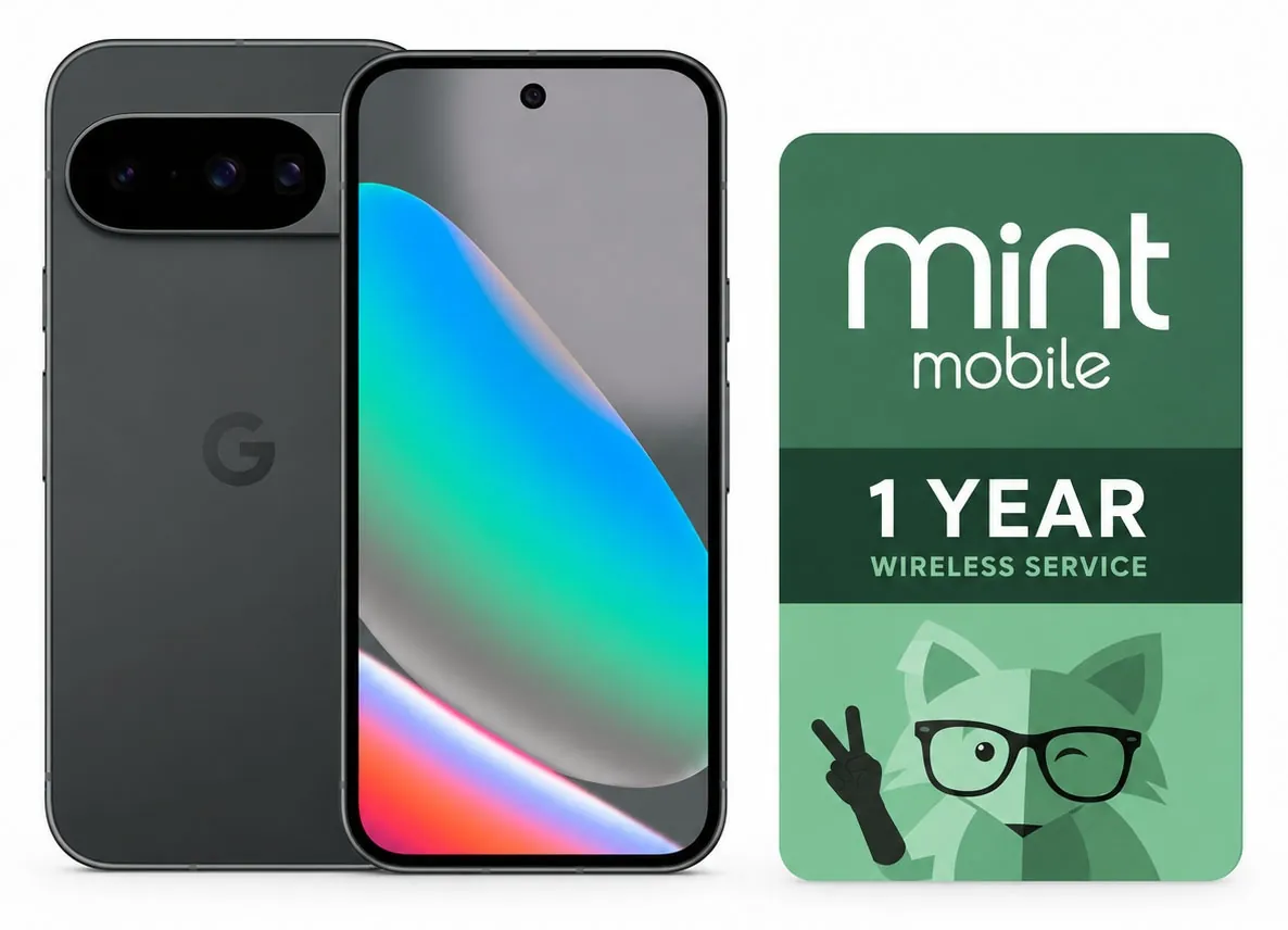 Google Pixel 10 Smartphone with Mint Mobile Year Service