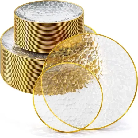 60-Piece Stock Your Home Elegant Hammered Disposable Dinnerware Set