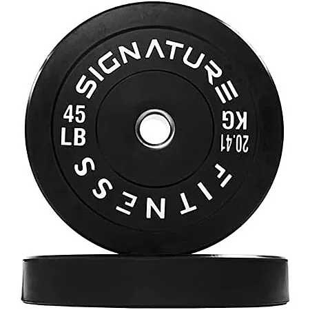 90lbs (2x 45lb) Signature Fitness 2" Olympic Bumper Plate Weight Plates w/ Steel Hub