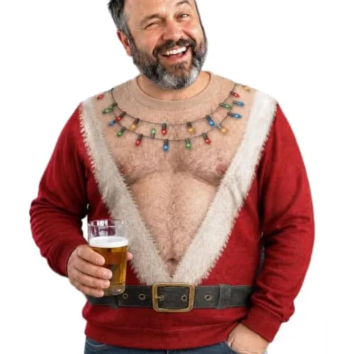 Mens Hairy Ugly Christmas Tops