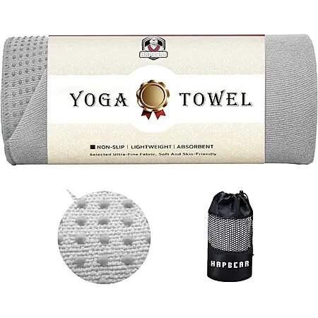 Prime: HAPBEAR 72" x 24" Non-Slip Microfiber Hot Yoga Towel Mat (Grey or Blue)
