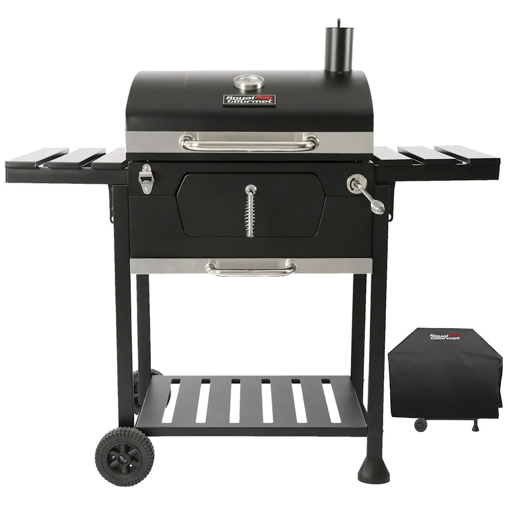Royal Gourmet 24" Crop Barrel Charcoal Grill w/ Side Shelf & Cover