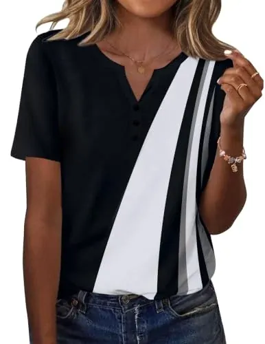Zeagoo Short Sleeve V Neck Tops