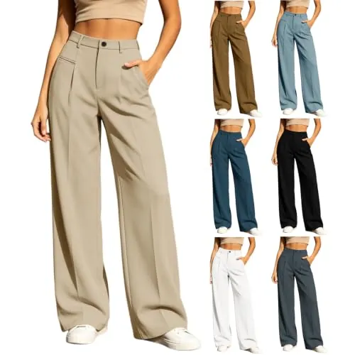 Straight Wide Leg Dress Pants