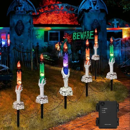 6-Pack Br Halloween LED Skeleton Hand Candle Yard Stake Lights