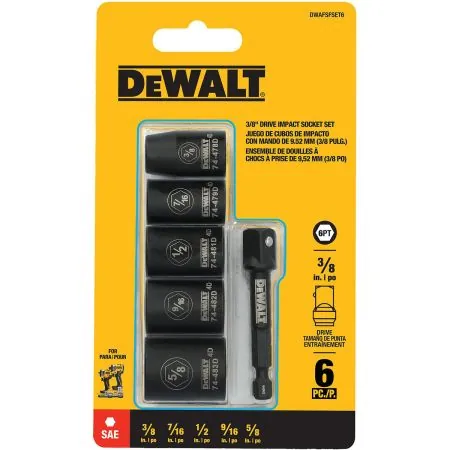 Bomgaars: 6-Pc DeWALT 3/8" Drive Impact Socket Set (SAE or Metric)