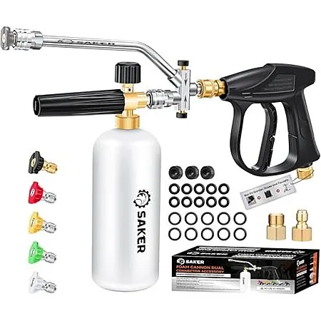 Prime: Saker Foam Cannon Dual-Function Pressure Washer Kit w/ Spray Gun & 5 Nozzles