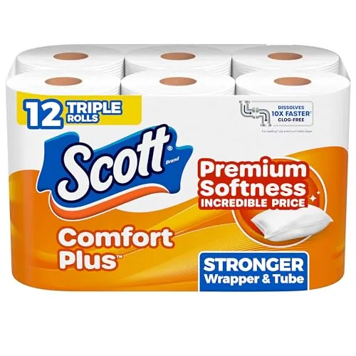 12-Pack 231-Sheets Scott ComfortPlus Toilet Paper Triple Rolls
