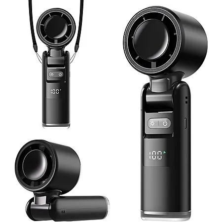 Lerat 4000mAh 3-in-1 Portable Handheld Turbo Fan w/ LED Display & Flashlight