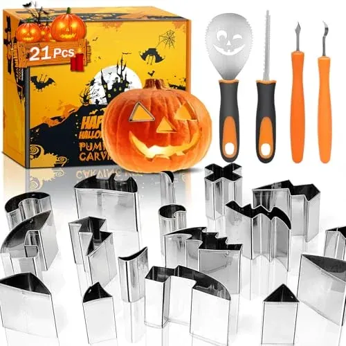Halloween Pumpkin Carving Kit for Kids, 21-Piece Set