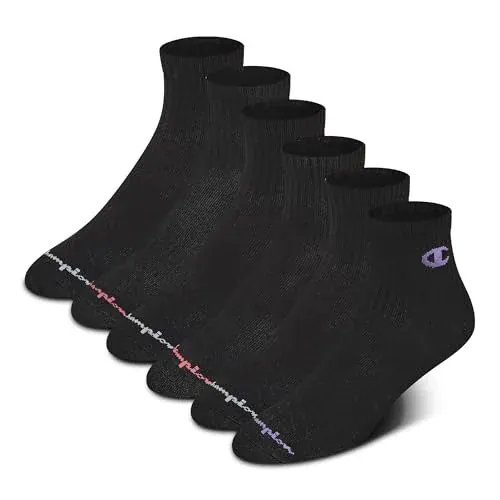 Champion Women's High Quarter Cushioned Athletic Socks 6-Pack