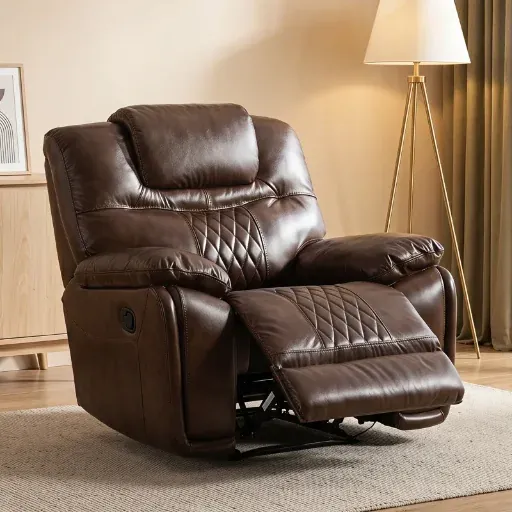 Jepum 40.9'' Top-Grain Genuine Leather Manual Recliner Chair