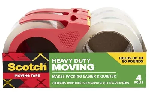 Scotch Heavy Duty Moving Tape, 1.88 in x 54.6 yd, 4-Pack