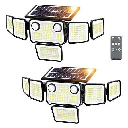 2-Pk SZPOWER 6-Head Solar Motion Lights w/ Dual PIR Motion Sensors & Remote