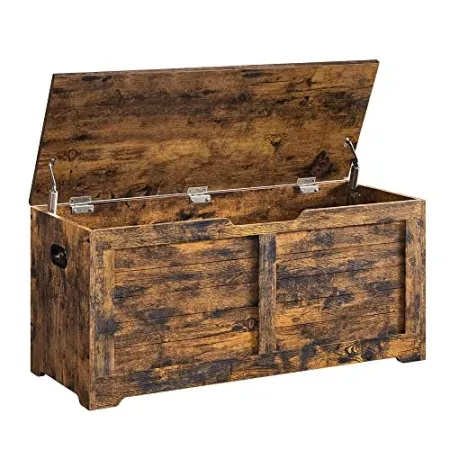 VASAGLE 39.4" Wood Storage Chest w/ 2 Safety Hinges
