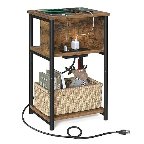 Vasagle 3-Tier Side Table with Charging Station