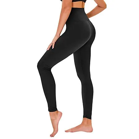 Tnnzeet Women's High Waist Tummy Control Ankle Leggings (Black, Size L/XL)