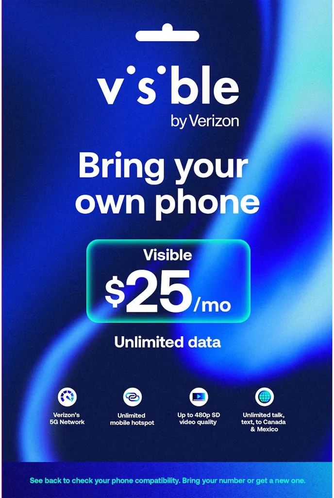 Visible $25/mo. Plan Unlimited 5G Data w/ SIM Kit