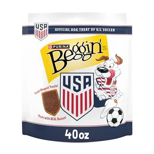 Purina Beggin' U.S. Soccer Crest Dog Treats, Real Bacon, 40 oz Pouch